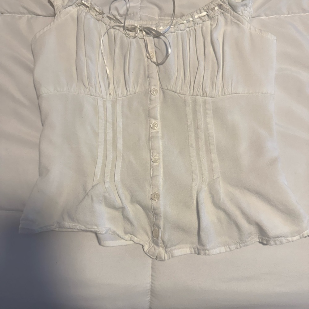 Hollister White Button-Up Blouse
